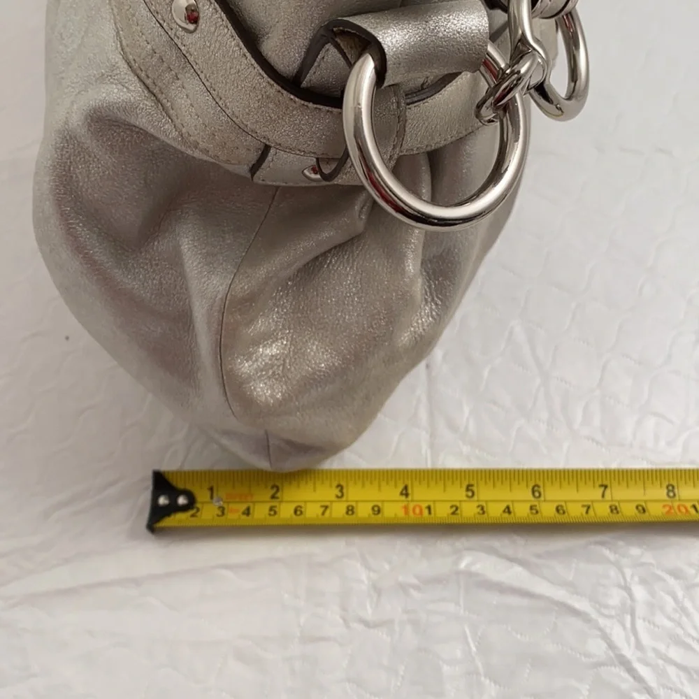 Coach silver metallic soft goat suede leather hobo bag with nickel hardware